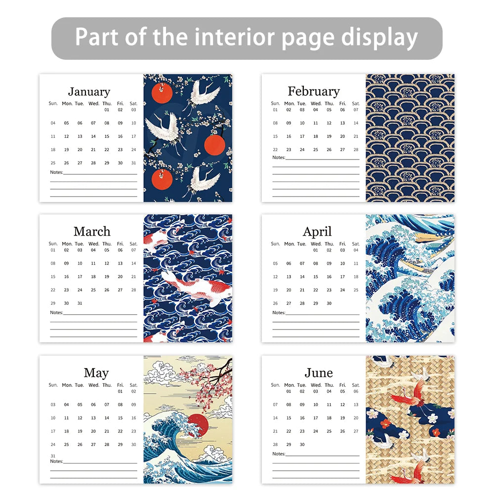 1Pc 2026 Japanese Style Desktop Calendar, Standing Desk Organizer,12-Month Planner, Perfect Gift for Birthdays & Christmas