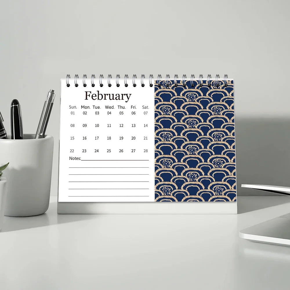 1Pc 2026 Japanese Style Desktop Calendar, Standing Desk Organizer,12-Month Planner, Perfect Gift for Birthdays & Christmas