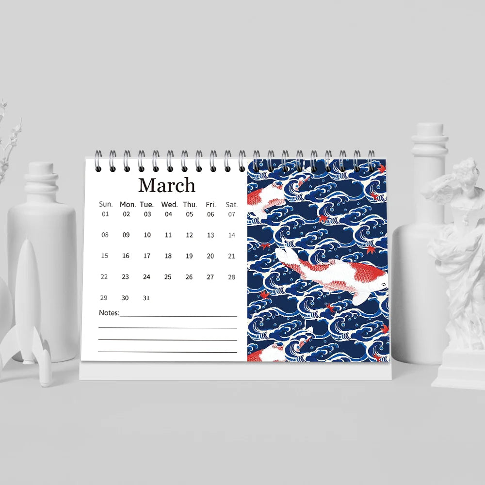 1Pc 2026 Japanese Style Desktop Calendar, Standing Desk Organizer,12-Month Planner, Perfect Gift for Birthdays & Christmas