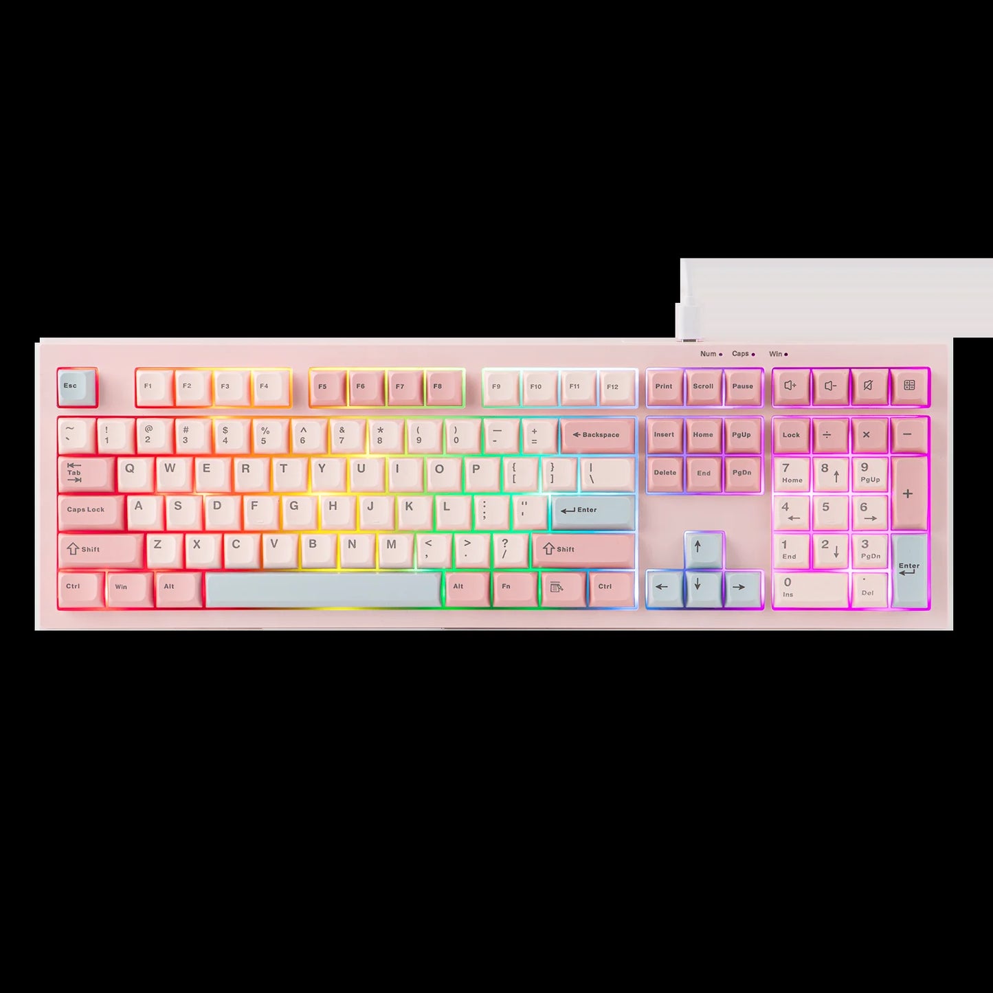 S102 100% Full Size Layout Wired Only Membrane Gaming Silent Keyboard with Number Pad & RGB Backlight for Pc/Game/Office