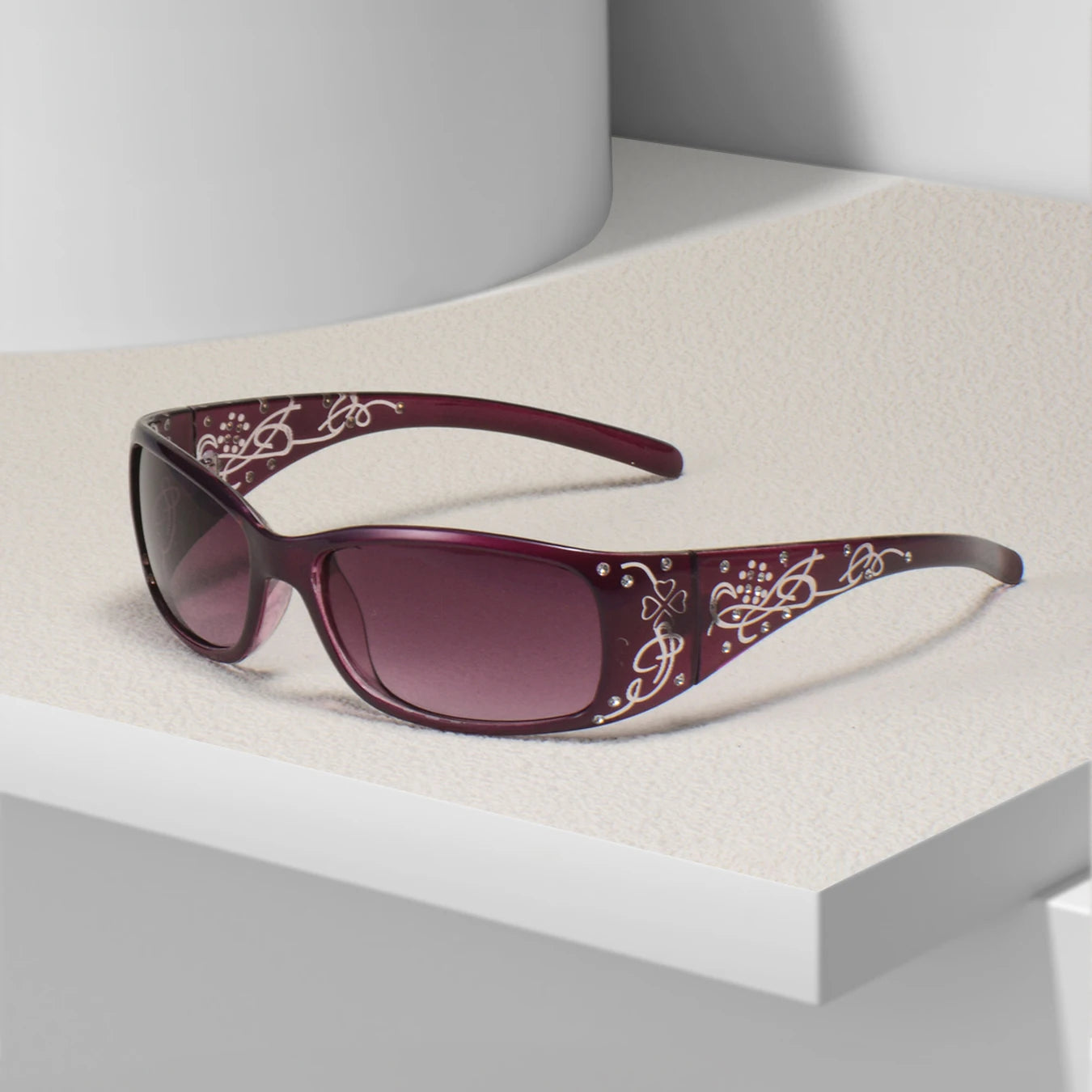 Pattern Decoration Diamond-Encrusted Square Frame Sunglasses Retro Style Daily Classic Fashion Ladies Vacation Travel Glasses