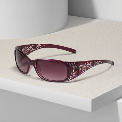 Pattern Decoration Diamond-Encrusted Square Frame Sunglasses Retro Style Daily Classic Fashion Ladies Vacation Travel Glasses