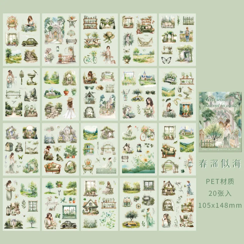 Stickers Book Landscape Decorative Decal Film Impression Seal for DIY Diary Planner Scrapbook Album School Supplies Stationery