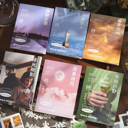 Stickers Book Landscape Decorative Decal Film Impression Seal for DIY Diary Planner Scrapbook Album School Supplies Stationery