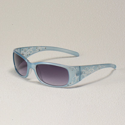 Pattern Decoration Diamond-Encrusted Square Frame Sunglasses Retro Style Daily Classic Fashion Ladies Vacation Travel Glasses