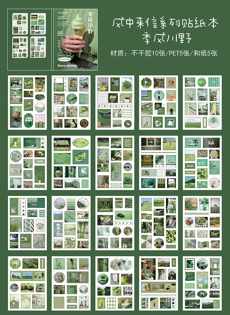 Stickers Book Landscape Decorative Decal Film Impression Seal for DIY Diary Planner Scrapbook Album School Supplies Stationery