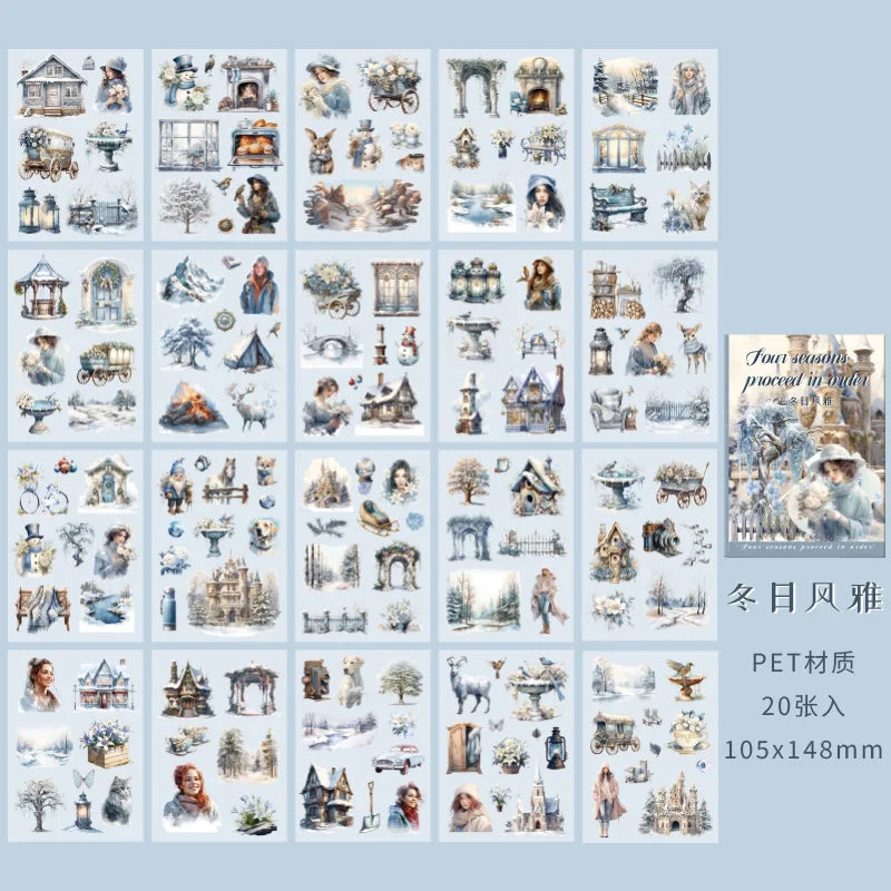 Stickers Book Landscape Decorative Decal Film Impression Seal for DIY Diary Planner Scrapbook Album School Supplies Stationery