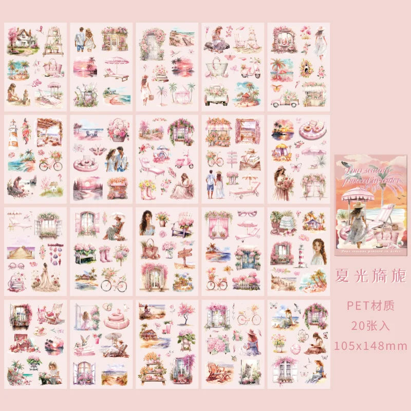 Stickers Book Landscape Decorative Decal Film Impression Seal for DIY Diary Planner Scrapbook Album School Supplies Stationery