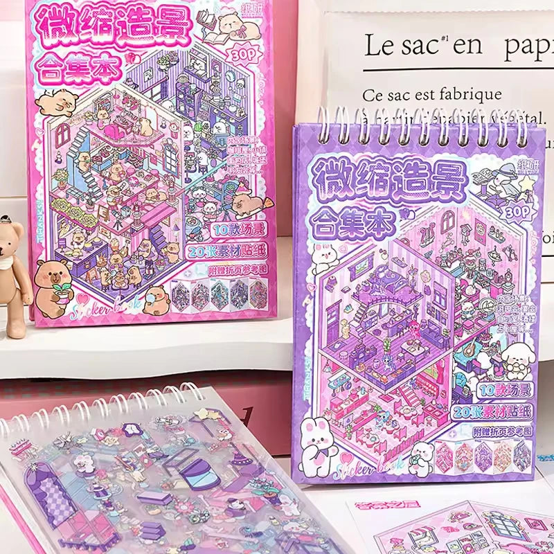 30Pcs 3D Miniature Scene Stickers, Layered Diorama Decals for Journal Scrapbooking, Puzzle Craft DIY Stress Relief