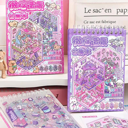 30Pcs 3D Miniature Scene Stickers, Layered Diorama Decals for Journal Scrapbooking, Puzzle Craft DIY Stress Relief