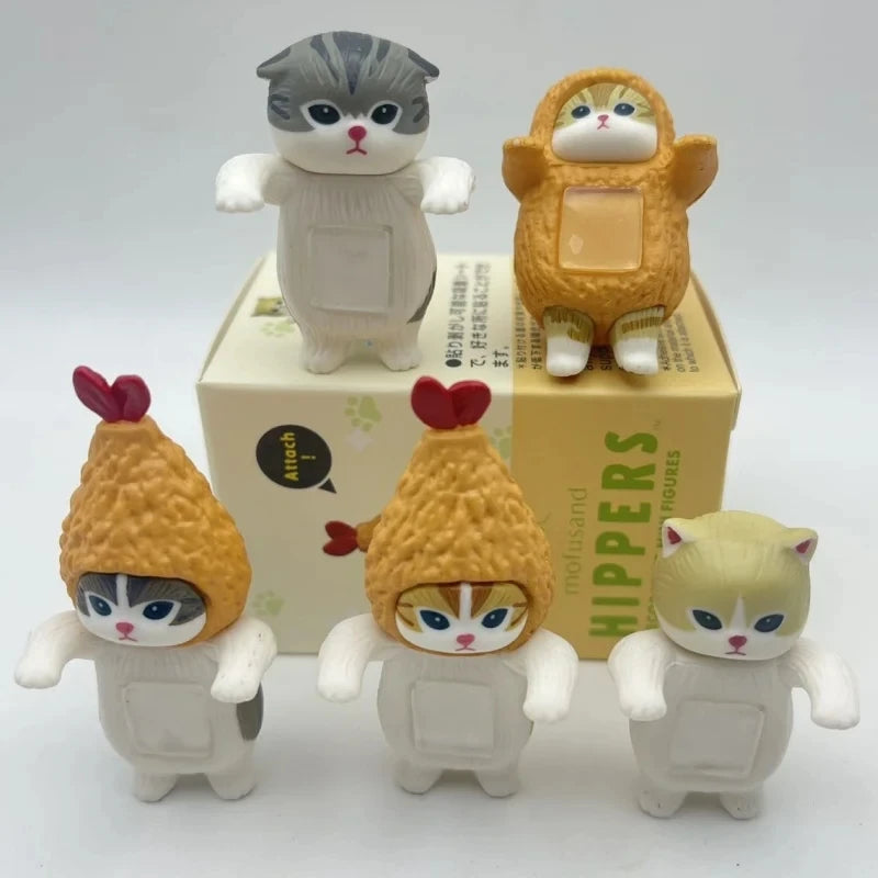 New Mofusand Hippers Lying down Fried Shrimp Cat Blind Box Decorative Mini Figures Car Phone Ornament Toy Gift Cute Doll Model