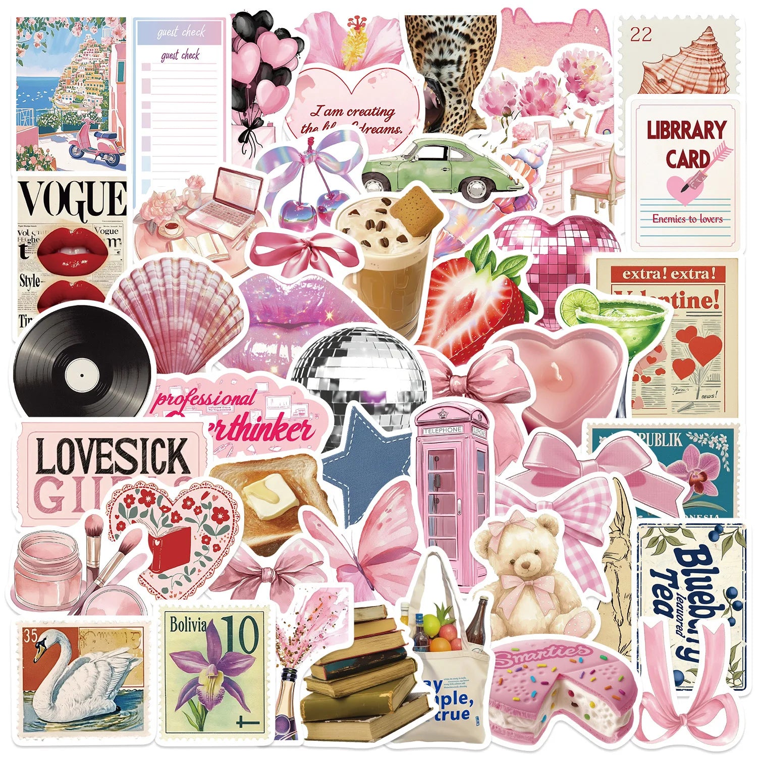 50/100Pcs Watercolor Dairy Stickers Decals for Phone Laptop Scrapbook Luggage Helmet DIY Graffiti Aesthetic Stickers Gifts